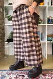 Nora Brushed Cotton Gingham Kick Pant Coffee Bean